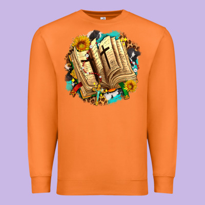 Cross With Bible And Sunflowers Premium Sweatshirt Designed By Adodesignshop