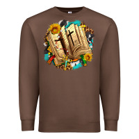 Chestnut cross with bible and sunflowers Premium Sweatshirt - AdoDesignShop