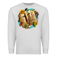 Dove Grey cross with bible and sunflowers Premium Sweatshirt - AdoDesignShop