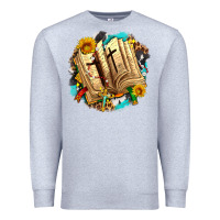 Heather Grey cross with bible and sunflowers Premium Sweatshirt - AdoDesignShop