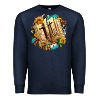 Navy cross with bible and sunflowers Premium Sweatshirt - AdoDesignShop