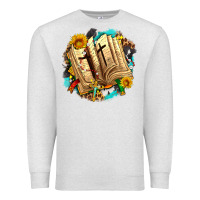 Oatmeal Heather cross with bible and sunflowers Premium Sweatshirt - AdoDesignShop