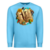 Ocean Blue cross with bible and sunflowers Premium Sweatshirt - AdoDesignShop