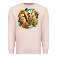 Pale Pink cross with bible and sunflowers Premium Sweatshirt - AdoDesignShop