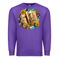 Purple cross with bible and sunflowers Premium Sweatshirt - AdoDesignShop