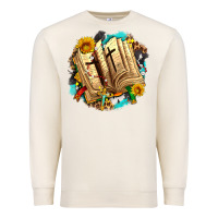 Sandshell cross with bible and sunflowers Premium Sweatshirt - AdoDesignShop