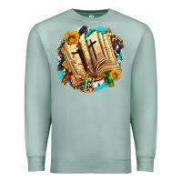 Seafoam cross with bible and sunflowers Premium Sweatshirt - AdoDesignShop