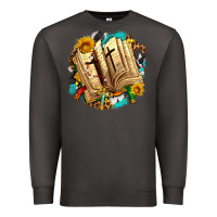 Smoke cross with bible and sunflowers Premium Sweatshirt - AdoDesignShop