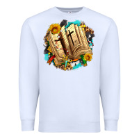 White cross with bible and sunflowers Premium Sweatshirt - AdoDesignShop