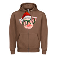 Chestnut christmas pig with santa claus hat Zipper Hoodie - RanaPortraitStore