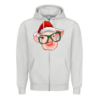 Dove Grey christmas pig with santa claus hat Zipper Hoodie - RanaPortraitStore