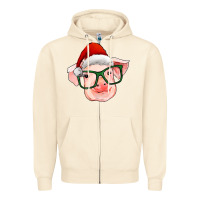 Sandshell christmas pig with santa claus hat Zipper Hoodie - RanaPortraitStore