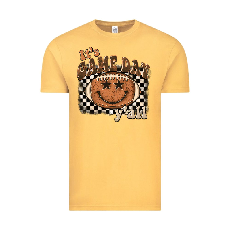 It's Game Day Y'all Football Smiley Face Vintage Tee by BarkalooDesign | Teevron