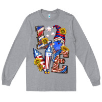 Heather Grey love 4th of july with gnome Long Sleeve Tee - texasbilliewilder