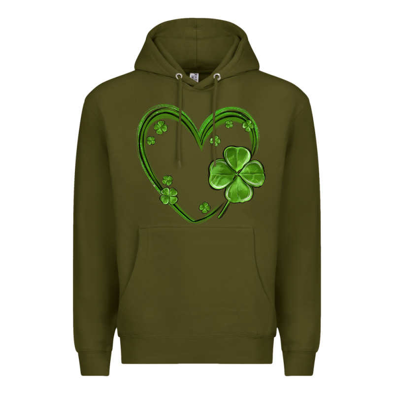 St Patricks Day Shamrock Heart Premium Hoodie by MaliasSmallBusiness | Teevron