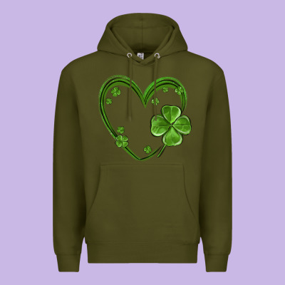 St Patricks Day Shamrock Heart Premium Hoodie Designed By Maliassmallbusiness