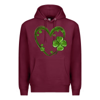 Burgundy st patricks day shamrock heart Premium Hoodie - MaliasSmallBusiness
