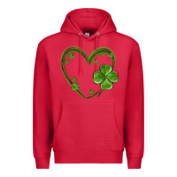 Cardinal st patricks day shamrock heart Premium Hoodie - MaliasSmallBusiness