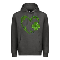 Charcoal Heather st patricks day shamrock heart Premium Hoodie - MaliasSmallBusiness