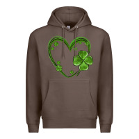 Coffee st patricks day shamrock heart Premium Hoodie - MaliasSmallBusiness