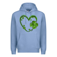 Colony Blue st patricks day shamrock heart Premium Hoodie - MaliasSmallBusiness