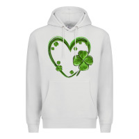 Dove Grey st patricks day shamrock heart Premium Hoodie - MaliasSmallBusiness
