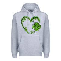 Heather Grey st patricks day shamrock heart Premium Hoodie - MaliasSmallBusiness