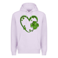 Lilac st patricks day shamrock heart Premium Hoodie - MaliasSmallBusiness