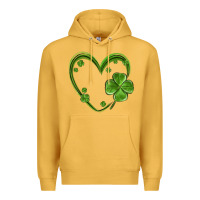 Mustard st patricks day shamrock heart Premium Hoodie - MaliasSmallBusiness