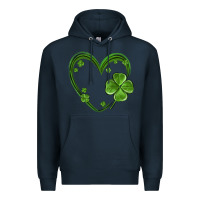Navy st patricks day shamrock heart Premium Hoodie - MaliasSmallBusiness