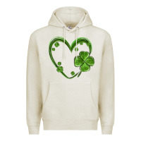 Oatmeal Heather st patricks day shamrock heart Premium Hoodie - MaliasSmallBusiness