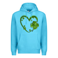 Ocean Blue st patricks day shamrock heart Premium Hoodie - MaliasSmallBusiness