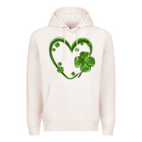 Pale Pink st patricks day shamrock heart Premium Hoodie - MaliasSmallBusiness