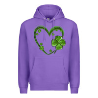 Purple st patricks day shamrock heart Premium Hoodie - MaliasSmallBusiness