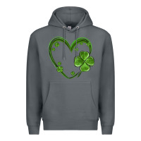 Rock st patricks day shamrock heart Premium Hoodie - MaliasSmallBusiness