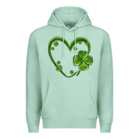 Seafoam st patricks day shamrock heart Premium Hoodie - MaliasSmallBusiness