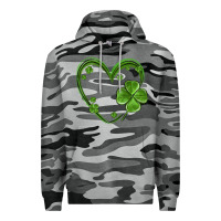 Slate Camo st patricks day shamrock heart Premium Hoodie - MaliasSmallBusiness