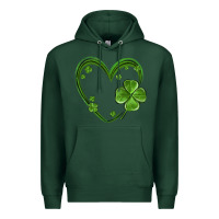 Sports Green st patricks day shamrock heart Premium Hoodie - MaliasSmallBusiness
