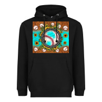 Black baseball turquoise sunflower Heavyweight Hoodie - JahusDesignShop