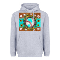 Heather Grey baseball turquoise sunflower Heavyweight Hoodie - JahusDesignShop
