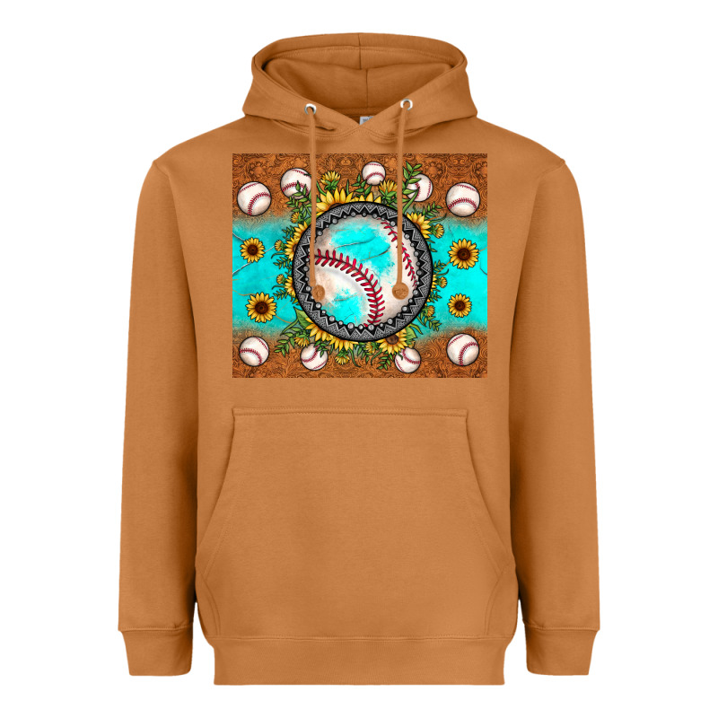 Baseball Turquoise Sunflower Heavyweight Hoodie by JahusDesignShop | Teevron