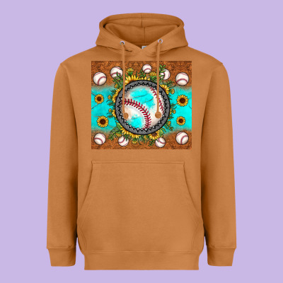 Baseball Turquoise Sunflower Heavyweight Hoodie Designed By Jahusdesignshop