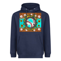 Navy baseball turquoise sunflower Heavyweight Hoodie - JahusDesignShop