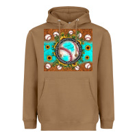 Toasted Coconut baseball turquoise sunflower Heavyweight Hoodie - JahusDesignShop