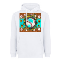White baseball turquoise sunflower Heavyweight Hoodie - JahusDesignShop