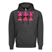 Charcoal Heather breast cancer afro gnomies Zipper Hoodie - texasbilliewilder