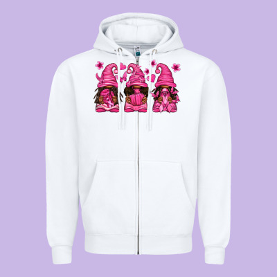 Breast Cancer Afro Gnomies Zipper Hoodie Designed By Texasbilliewilder