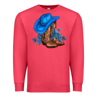 Cardinal valentines day blue boots cowgirl hat and roses Premium Sweatshirt - AdoDesignShop