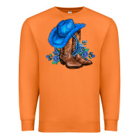 Carrot valentines day blue boots cowgirl hat and roses Premium Sweatshirt - AdoDesignShop