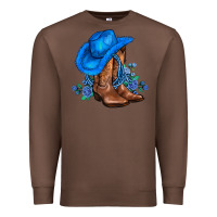 Chestnut valentines day blue boots cowgirl hat and roses Premium Sweatshirt - AdoDesignShop